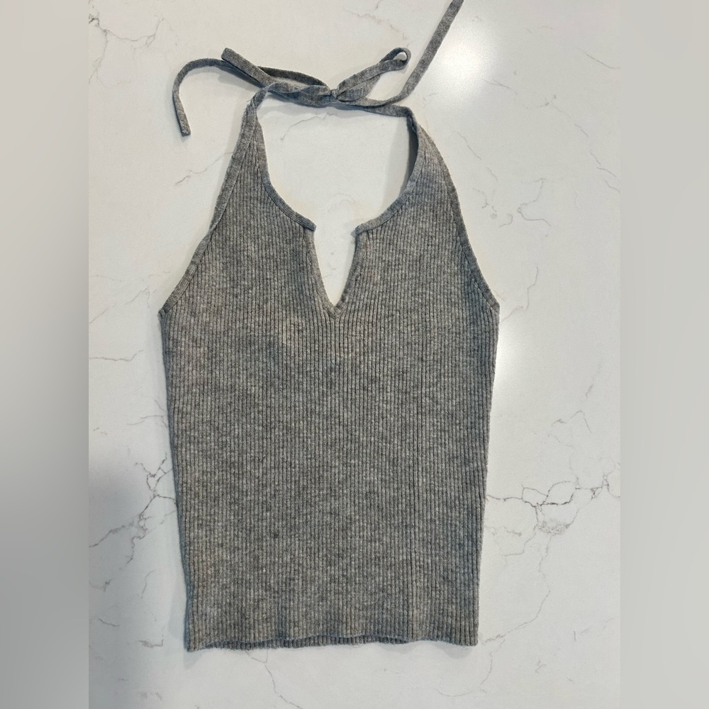 LA Hearts Grey Halter Crop Top